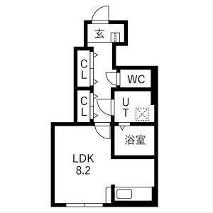 アクアフィオーレ江南(1K/1階)の間取り写真