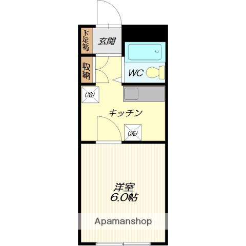 ヒルトップ桜田(1K/1階)の間取り写真