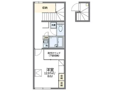 レオパレス六田(1K/2階)の間取り写真