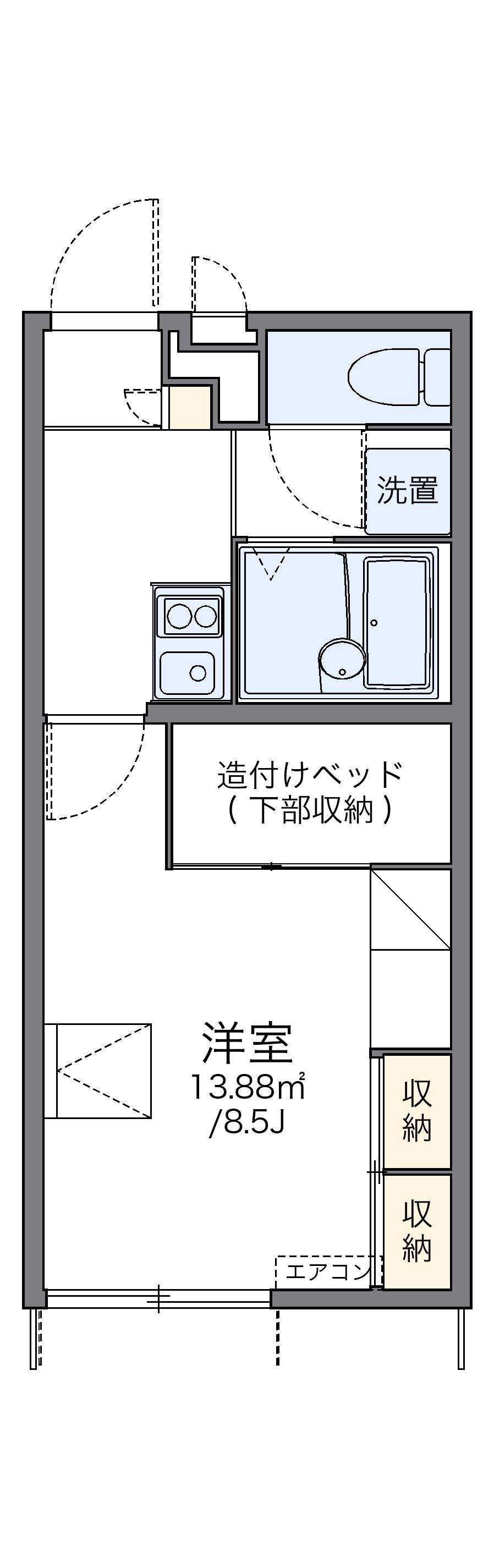 レオパレスAKATUKI(1K/1階)の間取り写真