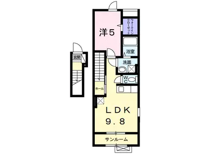 プリムローズ・KM(1LDK/2階)の間取り写真