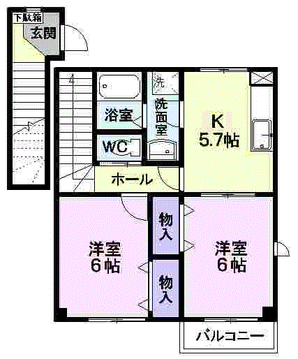 コモド・ココメロ(2K/2階)の間取り写真