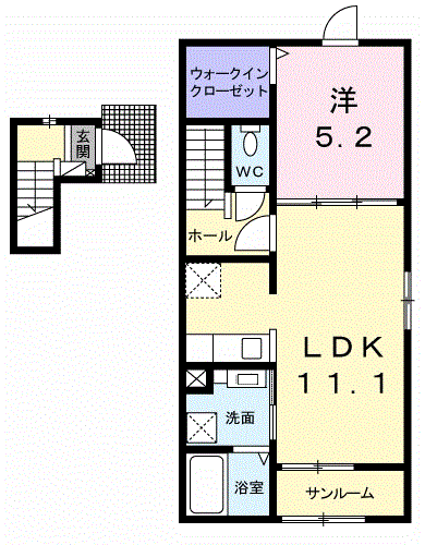 アマーレ スパーツィオ Ⅰ(1LDK/2階)の間取り写真