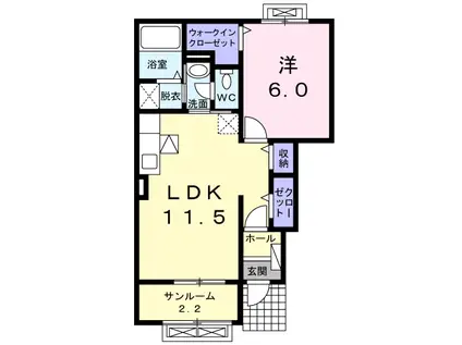 マスカット ベリー A(1LDK/1階)の間取り写真