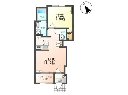 ロイヤルヒルズ(1LDK/1階)の間取り写真