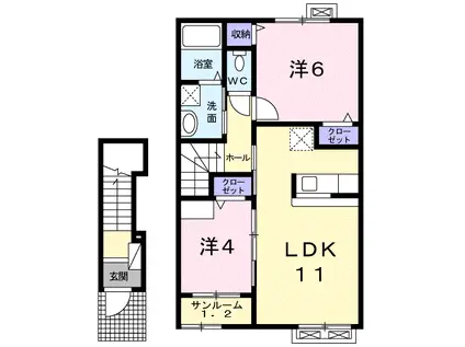 サニーハウス 2(2LDK/2階)の間取り写真