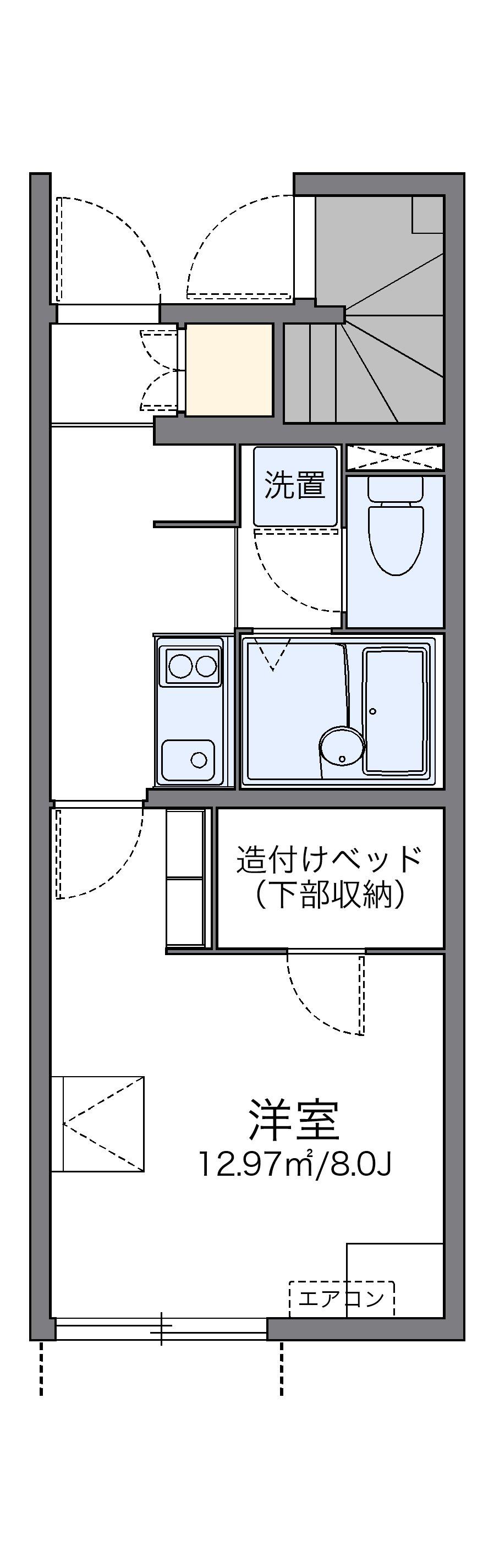 レオネクストYUYUⅢ(1K/1階)の間取り写真