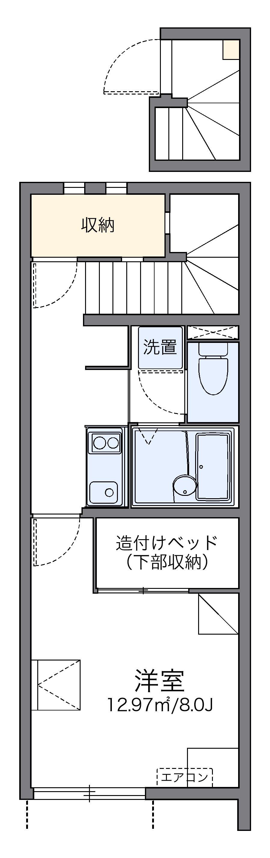 レオネクストYUYUⅢ(1K/2階)の間取り写真