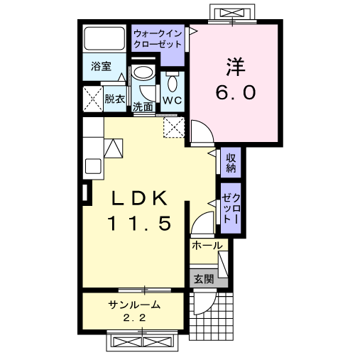 カーサ花沢 Ⅰ(1LDK/1階)の間取り写真