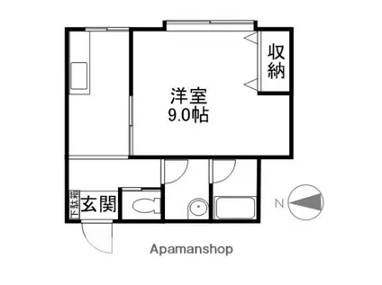 オーベルジュ鶴岡(1K/2階)の間取り写真