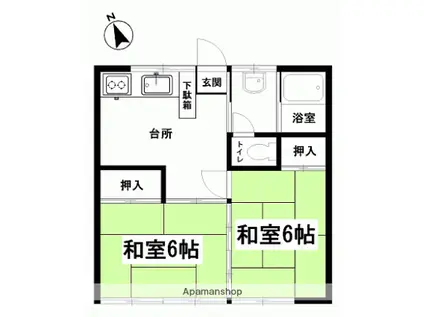明治第1マンション(2DK/1階)の間取り写真