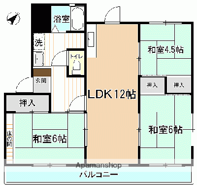 フナヤマヒルズマンション花ノ井(3LDK/2階)の間取り写真