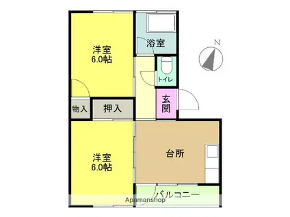 丸亀アパート(2DK/1階)の間取り写真