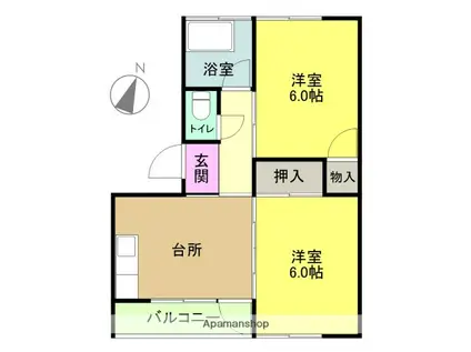 丸亀アパート(2DK/1階)の間取り写真