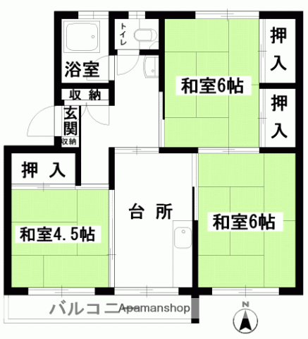 フナヤマヒルズマンション錦1・2(3K/5階)の間取り写真