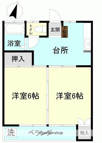 マンションハウスパートⅡ(2K/2階)の間取り写真