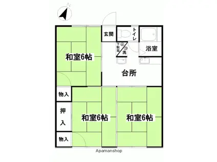 鍛冶内ハイツ(3K/2階)の間取り写真