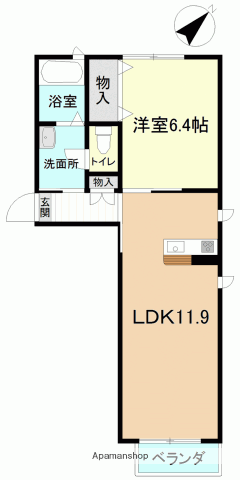 メゾンヤマニ(1LDK/1階)の間取り写真