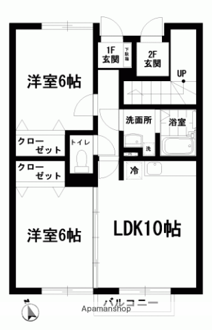 トパーズガーデン(2LDK/1階)の間取り写真