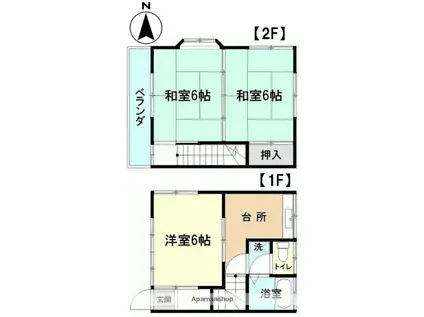 下山田アパート(3K/1階)の間取り写真