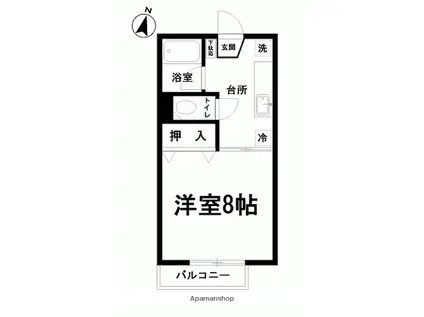 メゾントマト郷ヶ丘(1K/1階)の間取り写真