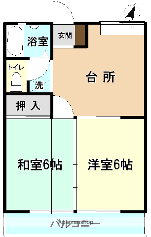 メゾンド富士(2DK/1階)の間取り写真