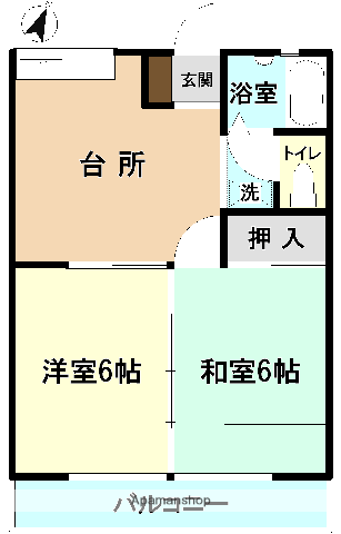 メゾンド富士(2DK/2階)の間取り写真