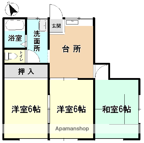 みのりアパート(3DK/1階)の間取り写真