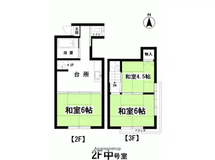 成松アパート(3K/2階)の間取り写真