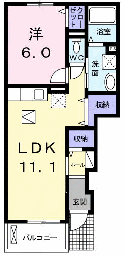 サンエスポアール3(1LDK/1階)の間取り写真