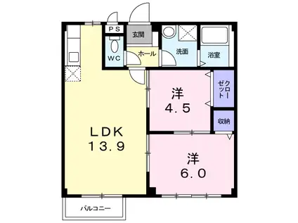 エルディム大町(2LDK/2階)の間取り写真