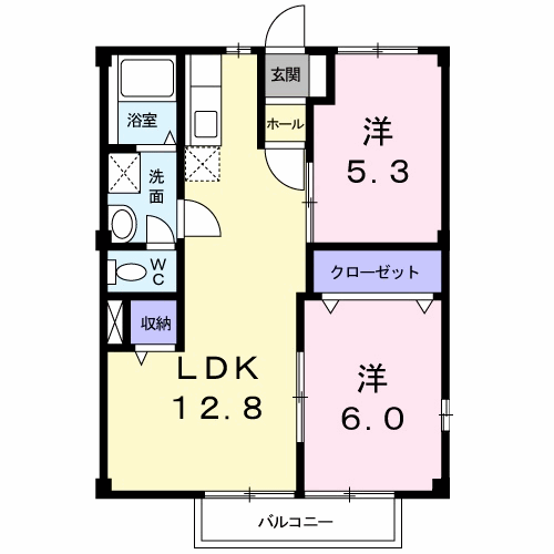 マリンシティSHIODA C(2LDK/2階)の間取り写真