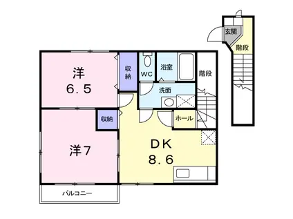 ブルックハイツⅢ(2DK/2階)の間取り写真