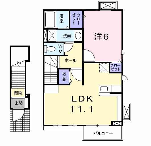 ハイジー ミヤマエ Ⅱ(1LDK/2階)の間取り写真
