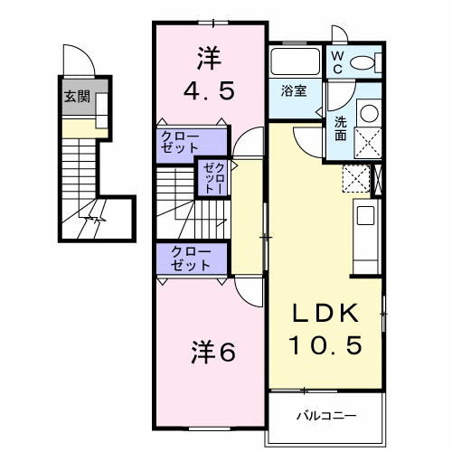 エスポワール・K(2LDK/2階)の間取り写真