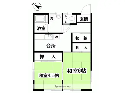 山崎アパート(2K/2階)の間取り写真
