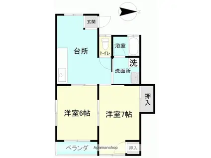 小野アパート(2DK/2階)の間取り写真