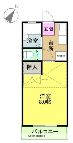 カナール竹の花(1K/1階)の間取り写真