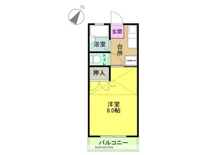カナール竹の花(1K/1階)の間取り写真