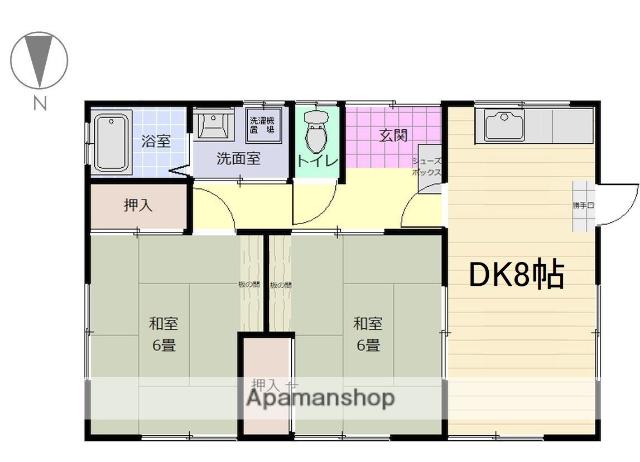 常磐線 勿来駅 バス乗車時間：9分 窪田中町バス停で下車 徒歩4分 1階建 築28年(2DK)の間取り写真