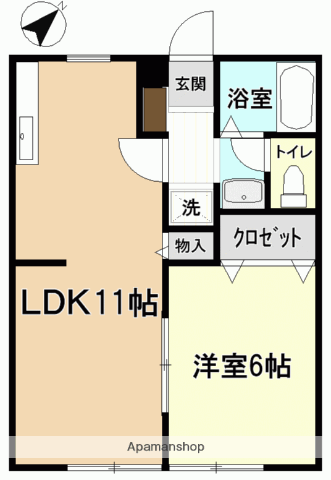 メゾンスクウェアーB(1LDK/1階)の間取り写真