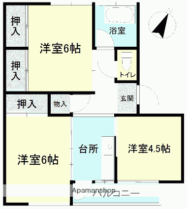 丸亀アパート(3K/2階)の間取り写真