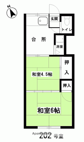 橋塚アパート(2K/2階)の間取り写真