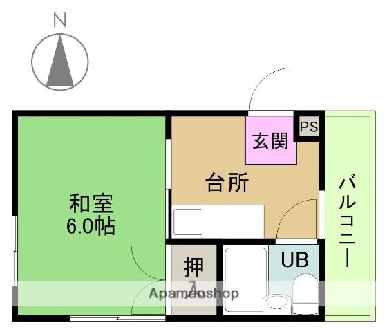 第1生田マンション(1K/4階)の間取り写真