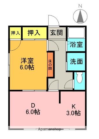 天元荘(1LDK/1階)の間取り写真