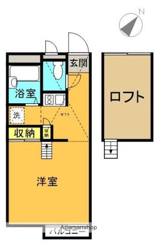 カーサピッコラ古宿(1K/2階)の間取り写真