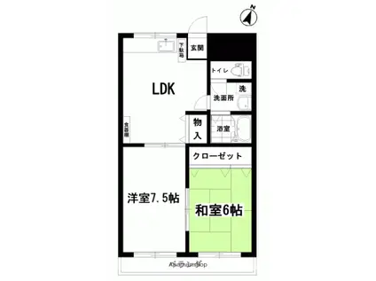マンションWAKI(2LDK/3階)の間取り写真