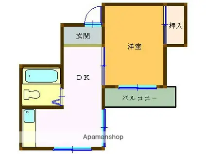 ハイツタカシ(1DK/4階)の間取り写真
