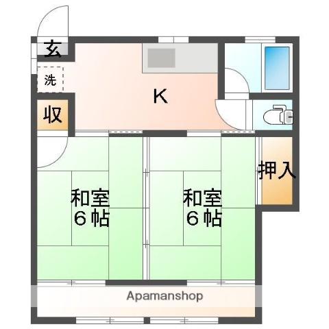 アパルマン勝口(2K/1階)の間取り写真