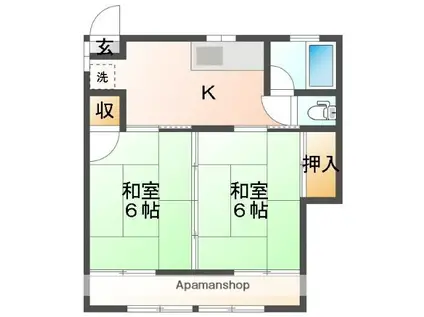 アパルマン勝口(2K/1階)の間取り写真